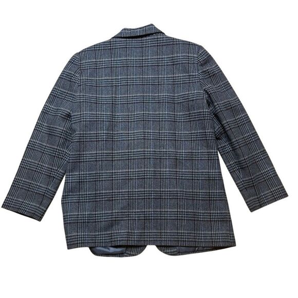 90s Vintage Oversized Gray and Blue Wool blend Plaid Blazer Sag Harbor Size 12 - Picture 3 of 7